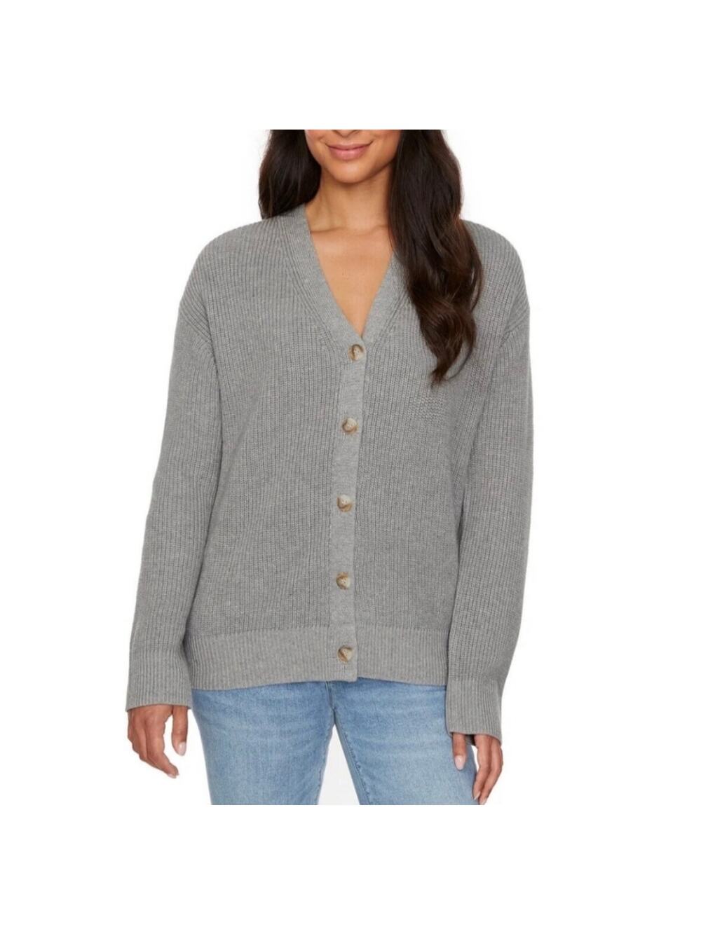 Hudson Gray Button Up Cardigan Sweater Small Chunky Knit Cozy Cottagecore